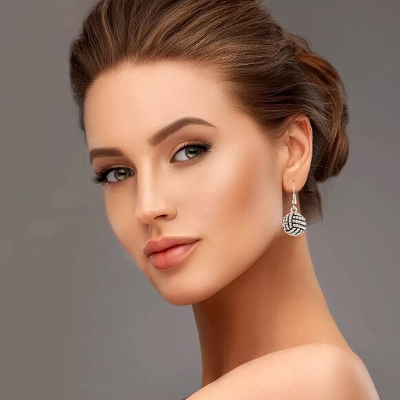 NEW! SPARKLING Rhinestone VOLLEYBALL Drop Earrings - CHARMING SPORTS - Picture 5 of 6
